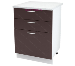 Кухонный шкаф нижний с тремя ящиками 600 Ксения (шоколад)