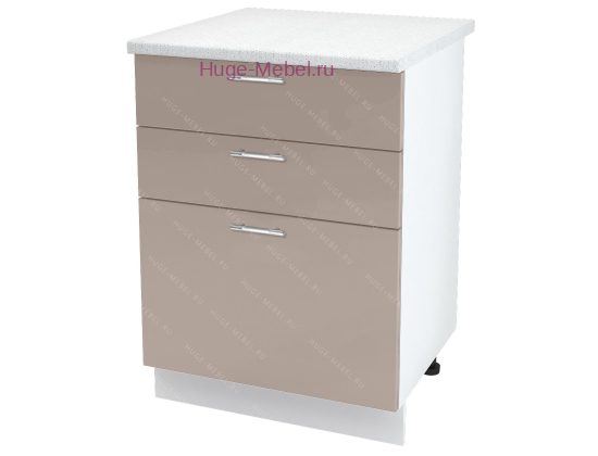Кухонный шкаф нижний с тремя ящиками 600 Ксения (кофе с молоком)