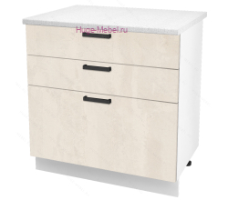 Кухонный шкаф нижний с тремя ящиками 800 Пасаденна (шелковый камень)