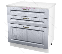 Кухонный шкаф нижний с тремя ящиками 800 Мария (сталь)