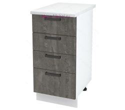 Нижний кухонный шкаф 4 ящика 400 Пасаденна (железный камень)