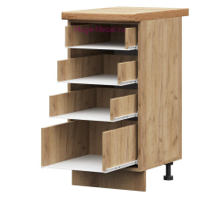 Корпус кухонного шкафа нижнего с 4 ящиками 400 ПВ (дуб крафт)