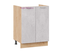 Кухонный шкаф под мойку 600 Бетон (бетон белый) корпус крафт