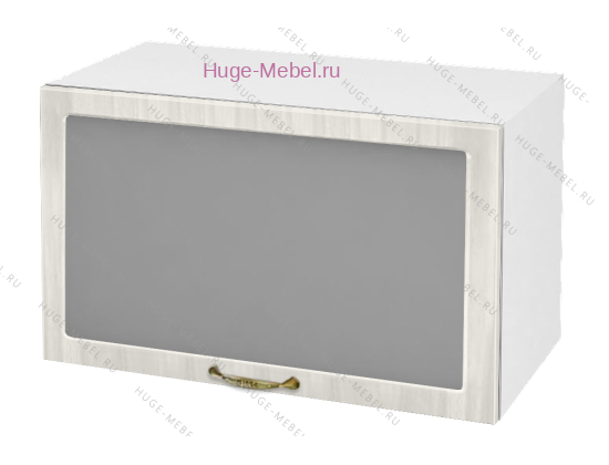 Горизонтальный кухонный стеклянный шкаф 600 Юлия (сандал белый)