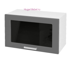 Горизонтальный кухонный стеклянный шкаф 600 Катрин (софт графит)