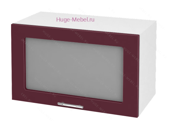 Горизонтальный кухонный стеклянный шкаф 600 Ксения (бордо)