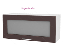 Горизонтальный кухонный стеклянный шкаф 800 Ксения (шоколад)
