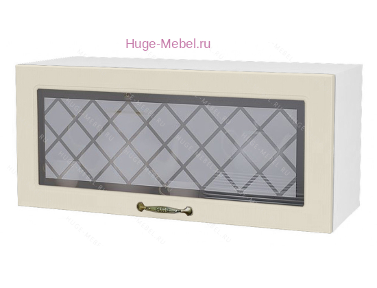 Горизонтальный кухонный стеклянный шкаф 800 Модена (дуб ваниль)