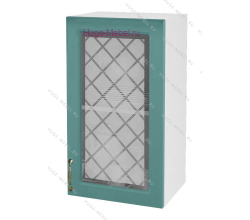 Кухонный шкаф верхний со стеклом 400 Модена (дуб бирюза)