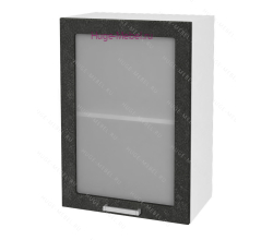 Кухонный шкаф верхний со стеклом 500 Бетон (бетон чёрный)