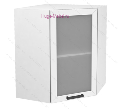 Угловой шкаф подвесной со стеклом 600 Альфа (белый)