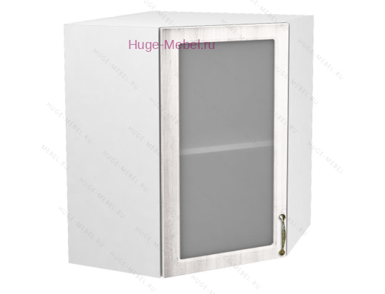 Угловой шкаф подвесной со стеклом 550 Юлия (сандал белый)