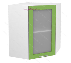 Угловой шкаф подвесной со стеклом 550 Ксения (олива)