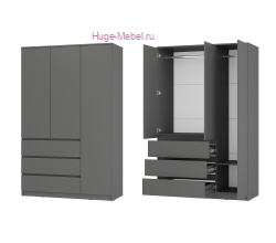 Шкаф 3-х створчатый "Симпл ШК-08" графит