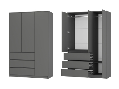 Шкаф 3-х створчатый "Симпл ШК-08" графит