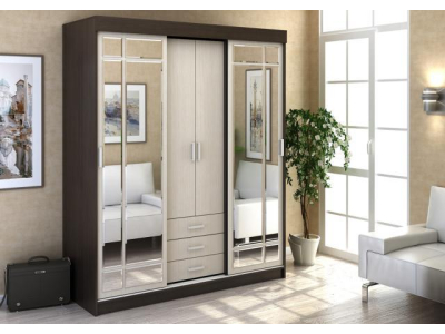 Шкаф-купе с зеркалом "Андрей 1 Венге/Дуб"