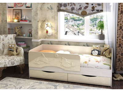 Кровать детская "Дельфин 1.6" ваниль Кровать детская "Дельфин 1.6" ваниль