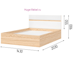 Кровать 140х200 "Либерти КР 01" белый глянец/дуб сонома